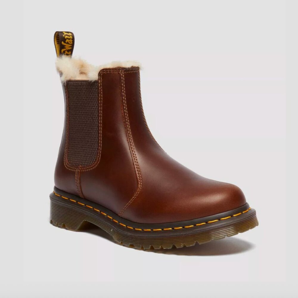 Dr. Martens Leonore 2976 Women's Faux Fur Lined Chelsea Boots Brown Sz 9 (used) - Picture 6 of 10